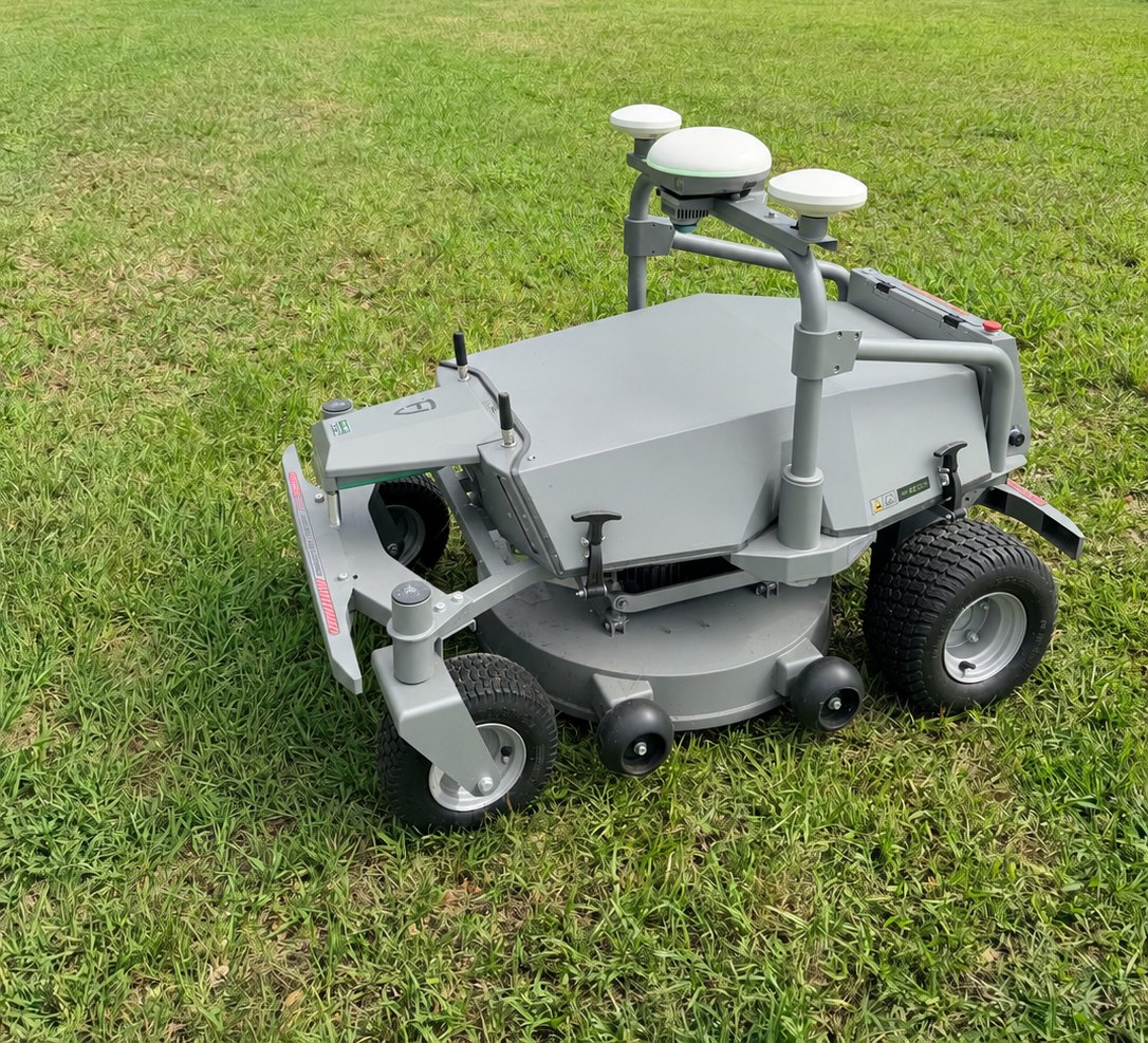 FJD RM21 autonomous mower on a Florida golf course